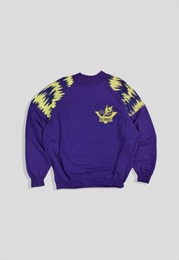 Vintage 1980s Puma Abstract Pattern Sweatshirt in Purple