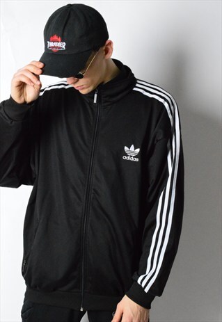 VINTAGE 90S BLACK MINIMALIST ADIDAS TRACK JACKET