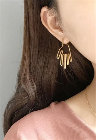GOLD PLATED HAND STERLING SILVER HOOK EARRINGS