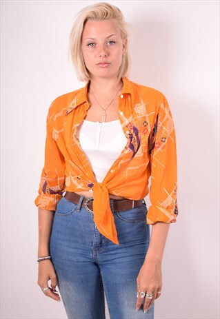 WOMENS VINTAGE SHIRT MEDIUM ORANGE 90S