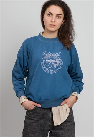 VINTAGE BLUE DIESEL CREW NECK PULLOVER SWEATSHIRT