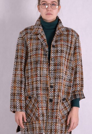 VINTAGE WOMEN'S CHECKERED FABRIC JACKET FROM THE 90S