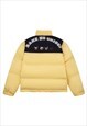 COLOR BLOCK BOMBER CONTRAST PATTERN PUFFER JACKET IN YELLOW