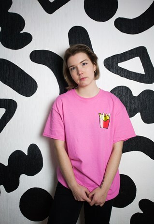 SHORT SLEEVE FRIES T-SHIRT IN PINK