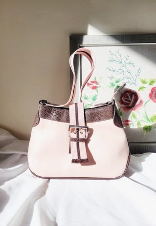 Retro Y2K pink faux leather sports shoulder bag purse
