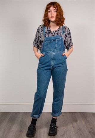 90'S VINTAGE BLUE DENIM LONG DUNGAREES