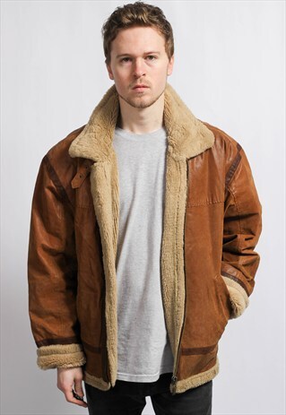 VINTAGE LEATHER SHERPA JACKET