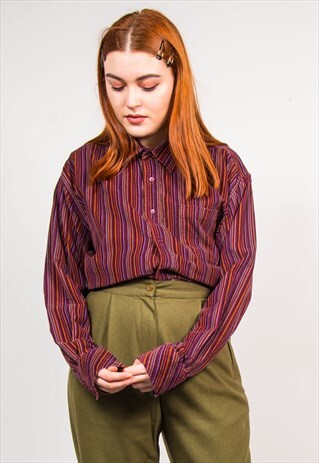 VINTAGE 90'S MULTICOLOUR STRIPED CORD SHIRT