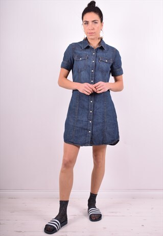 LEVI'S WOMENS VINTAGE DENIM DRESS MEDIUM BLUE 90'S