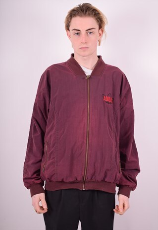 ADIDAS MENS VINTAGE BOMBER JACKET LARGE MAROON 90'S