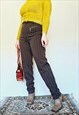 90S RETRO BROWN STRIPED HIGH WAIST MINIMALIST SMART PANTS