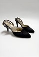 CHANEL HEELS CC SANDALS PUMPS KITTEN HEEL SLINGBACK BLACK