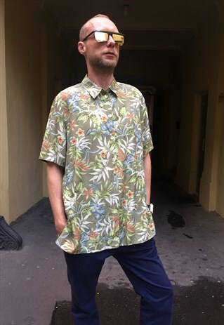 VINTAGE 80' RAINBOW CUTE PATTERN PASTEL UNISEX VISCOSE SHIRT