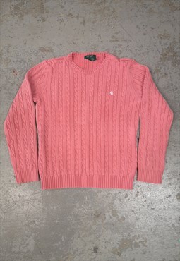 Vintage Ralph Lauren Knitted Jumper Pink Cable Knit
