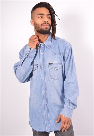 VINTAGE DIESEL DENIM SHIRT BLUE
