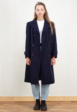 Vintage 90s Trench Coat in Navy Blue
