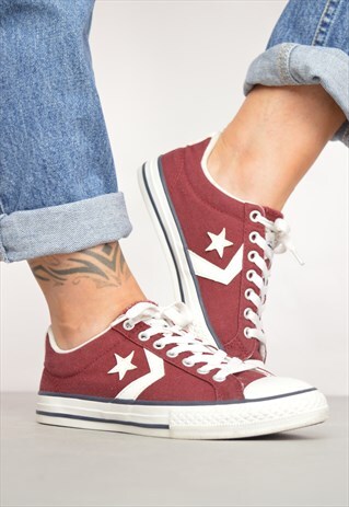VINTAGE 90S CONVERSE BURGUNDY & WHITE OX SHOES TRAINERS