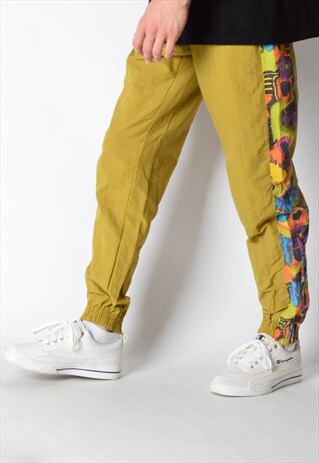 VINTAGE MUSTARD KHAKI ABSTRACT SHELL PANTS