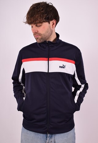PUMA MENS VINTAGE TRACKSUIT TOP JACKET XXL BLUE 90S