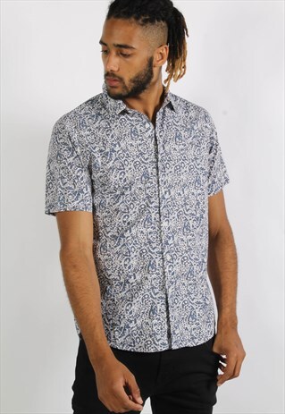 VINTAGE ABSTRACT CRAZY PATTERNED JAZZY SHIRT