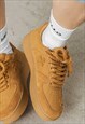 CROSS PATCH SNEAKERS FAUX SUEDE LEATHER TRAINERS IN BROWN