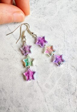 Lilac Iridescent Candy Star Drop Earrings