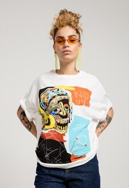 Rainbow Expressionist Printed Oversized Festival T-shirt