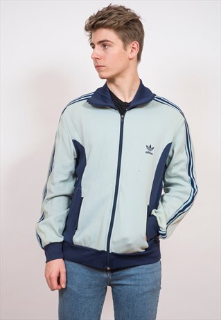 1970'S ADIDAS LIGHT BLUE TRACK JACKET M