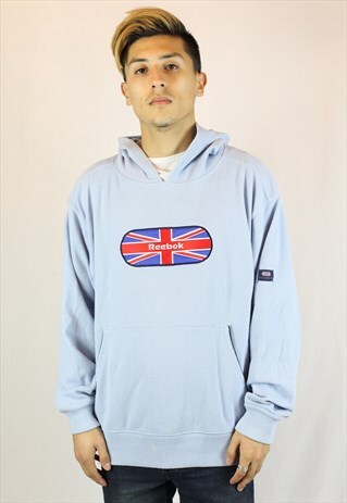 MENS RARE VINTAGE REEBOK HOODIE JUMPER XL BRITISH CASUAL