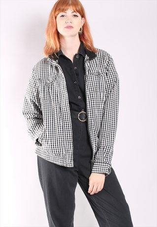 VINTAGE 90S GINGHAM CHECK BOMBER JACKET