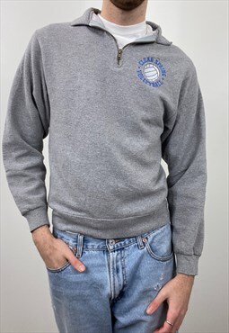 Vintage American volleyball grey quarter zip sweatshirt