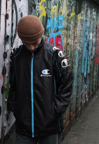 VINTAGE 90S CHAMPION LOGO WINDBREAKER JACKET ZIP UP