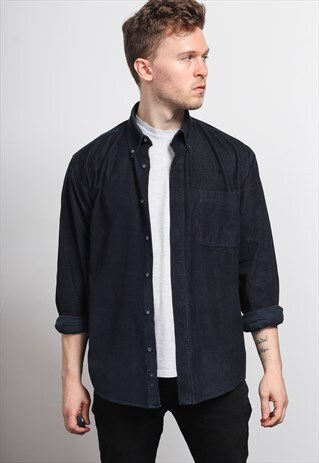 VINTAGE CORDUROY CORD SHIRT BLUE