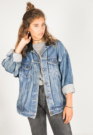 VINTAGE 80S CONTRAST COLLAR LEVIS JACKET / R320