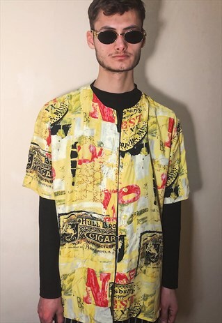 VINTAGE 90S COLORFUL ABSTRACT PATTERNED SHIRT
