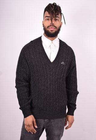 KAPPA MENS VINTAGE JUMPER SWEATER LARGE BLACK 90'S