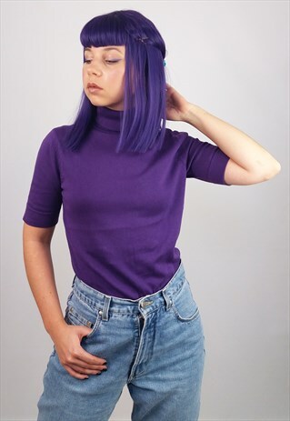 PETER HAHN VINTAGE 90'S KNIT TURTLENECK IN PURPLE