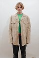 VINTAGE 90S CREAM SUEDE BUTTON UP PROLONGED JACKET MEN XL