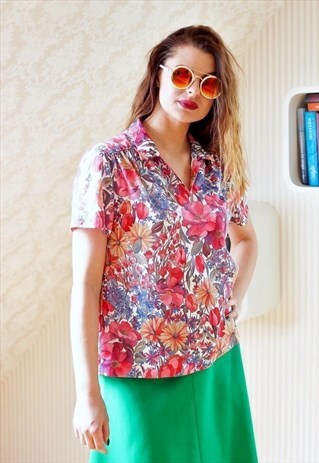 BRIGHT FLORAL VINTAGE BLOUSE