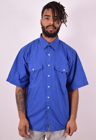 CAMEL MENS VINTAGE SHIRT XL BLUE 90S