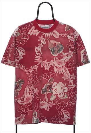 Vintage Allen Cox Hawaiian Graphic Pink TShirt Mens