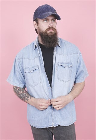 VINTAGE SHORT SLEEVED DENIM SHIRT /R12012