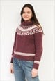 WOMEN'S L SWEATER WOOL ICELAND PULLOVER HIGH NECK CHRISTMAS