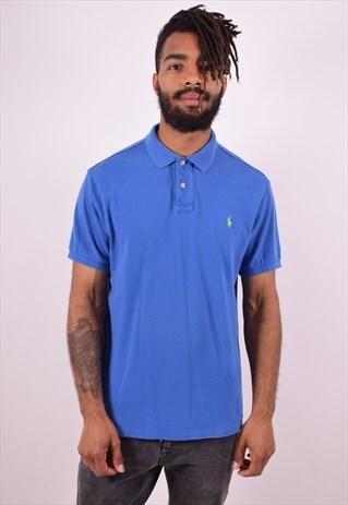 POLO RALPH LAUREN MENS VINTAGE POLO SHIRT XL BLUE 90S