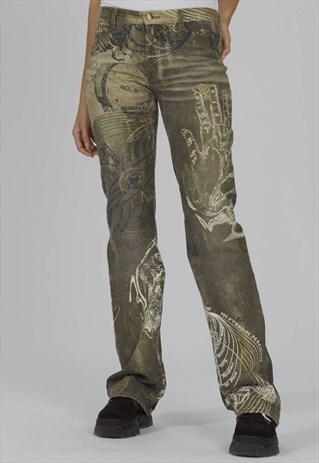 VINTAGE PREMIUM 90'S SAGE HOROSCOPE CAVALLI FLARED JEANS