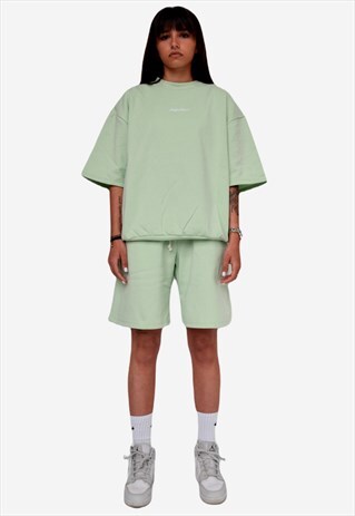 LIGHT GREEN OVERSIZED SHORT SET