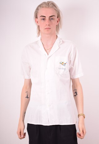 MENS VINTAGE SHIRT MEDIUM WHITE 90S