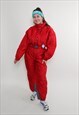 90s one piece ski suit, vintage red ski jumpsuit women 