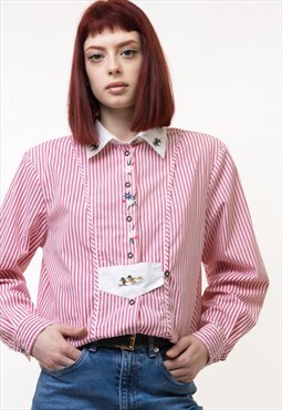 Austrian Bavarian Dirndl Victorian Embroidered Shirt 4925