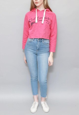 VINTAGE 1990'S 'BRAVE SOUL' SOFT HOT PINK CROP JUMPER